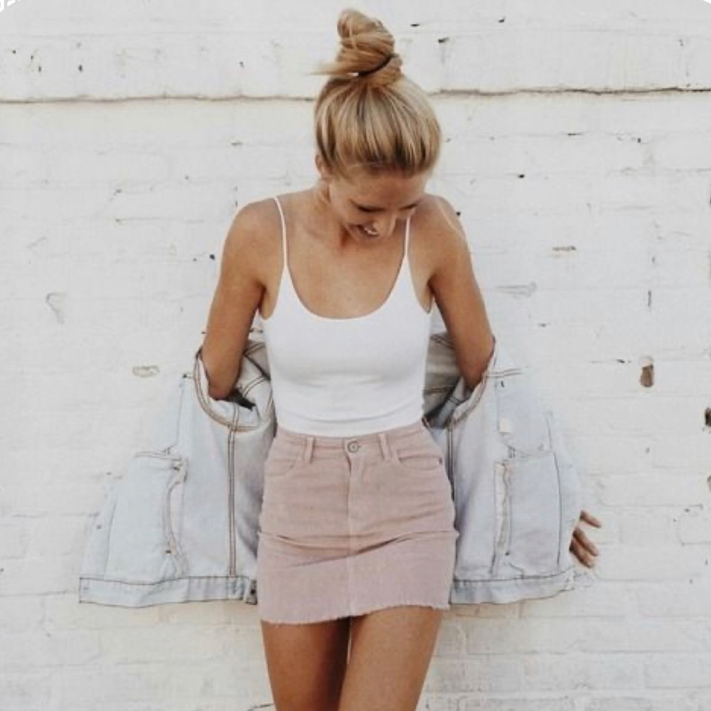 Zara light pink denim skirt